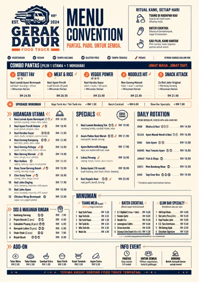 Convention Quick food-truck-menu menu template preview