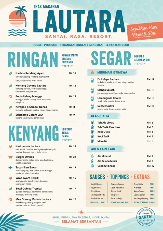 Resort Poolside food-truck-menu menu template preview