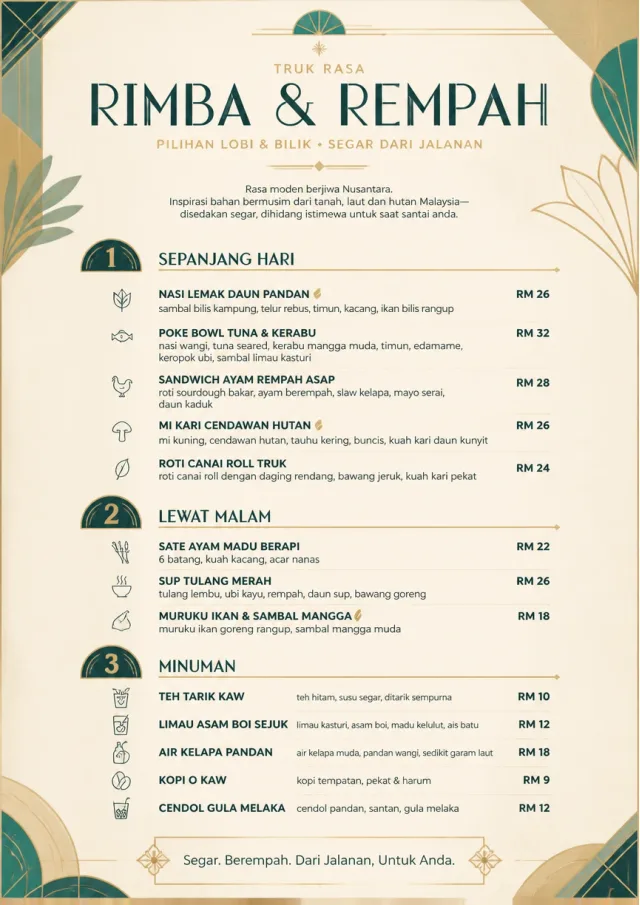 Lobby Service Card food-truck-menu menu template preview