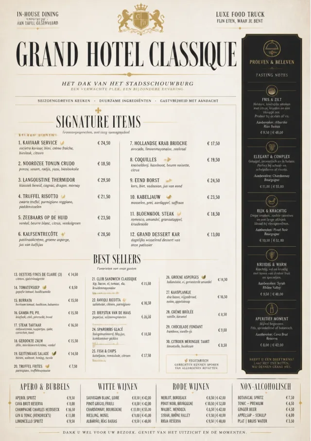 Grand Hotel Classic food-truck-menu menu template preview