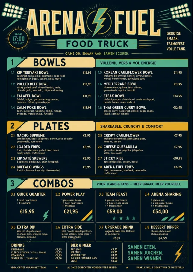 Sports Arena Energy food-truck-menu menu template preview