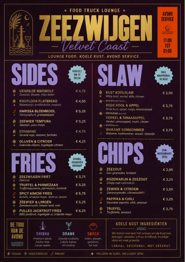 Lounge Velvet food-truck-menu menu template preview