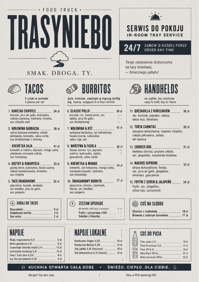 In-Room Tray Service food-truck-menu menu template preview