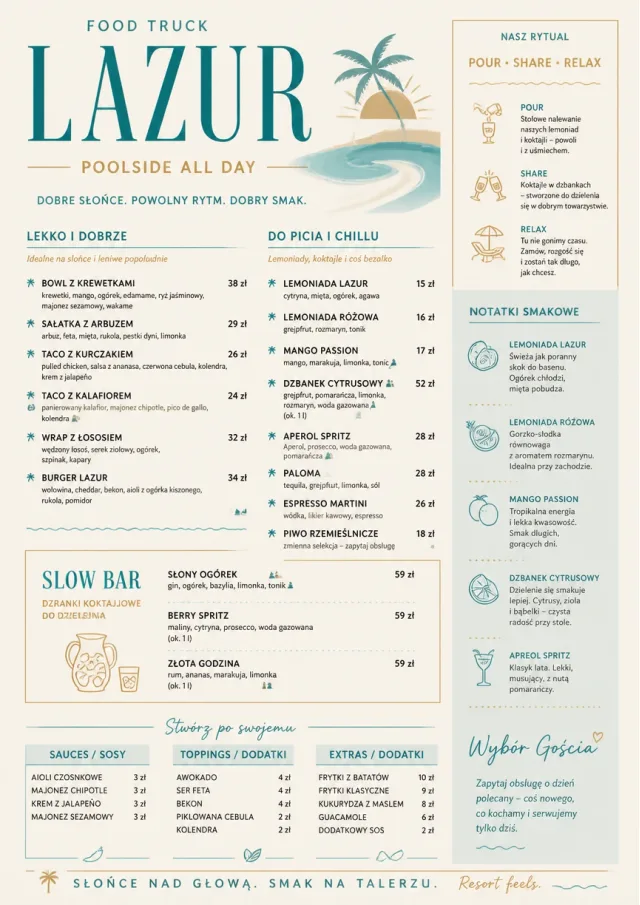 Resort Poolside food-truck-menu menu template preview