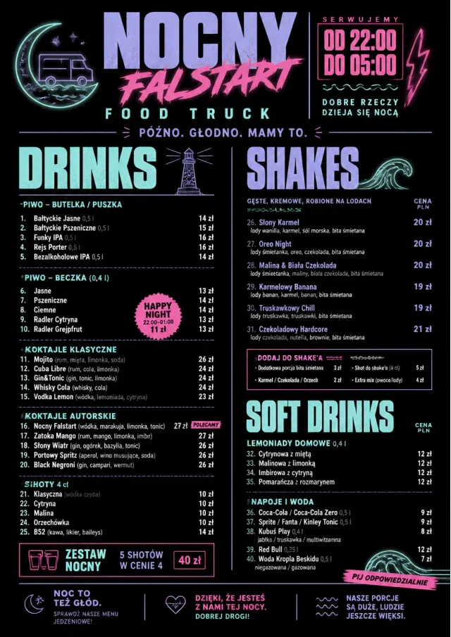 Late Night Service food-truck-menu menu template preview
