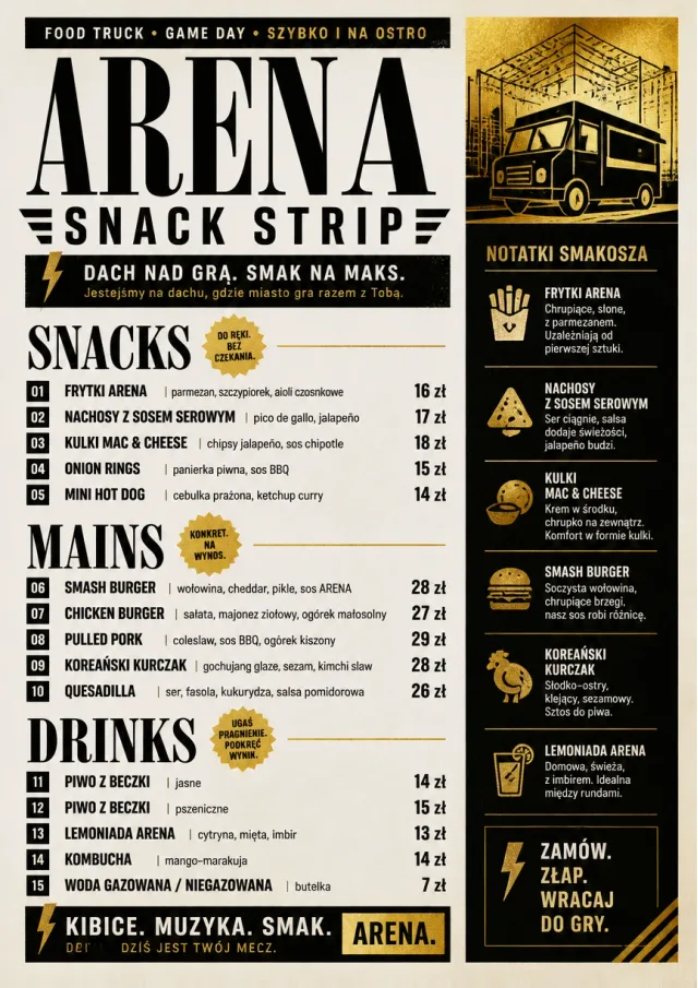 Arena Snack Strip food-truck-menu menu template preview