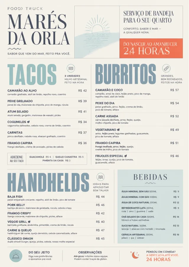 In-Room Tray Service food-truck-menu menu template preview