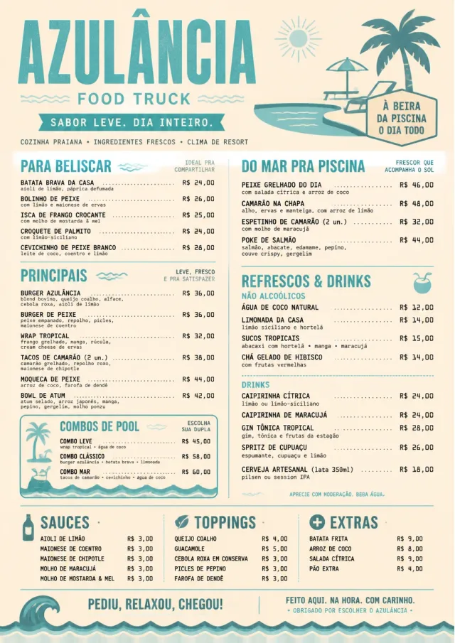 Resort Poolside food-truck-menu menu template preview