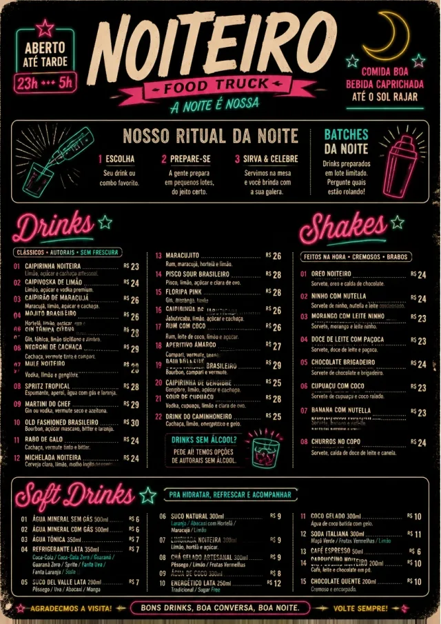 Late Night Service food-truck-menu menu template preview