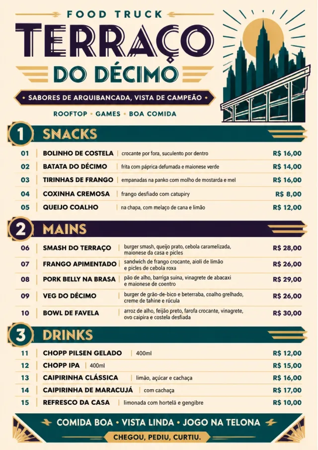 Arena Snack Strip food-truck-menu menu template preview