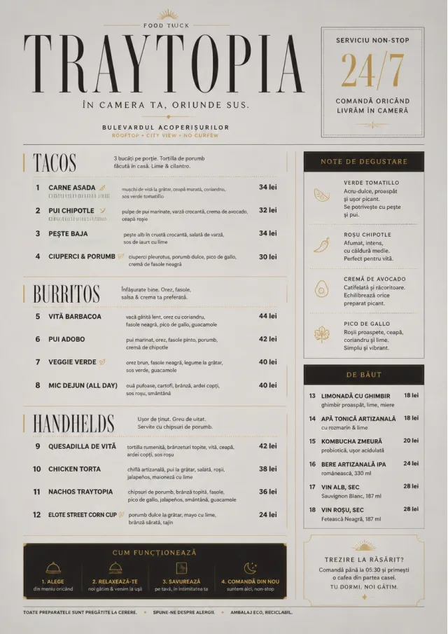 In-Room Tray Service food-truck-menu menu template preview