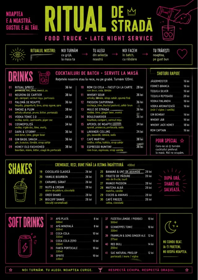 Late Night Service food-truck-menu menu template preview