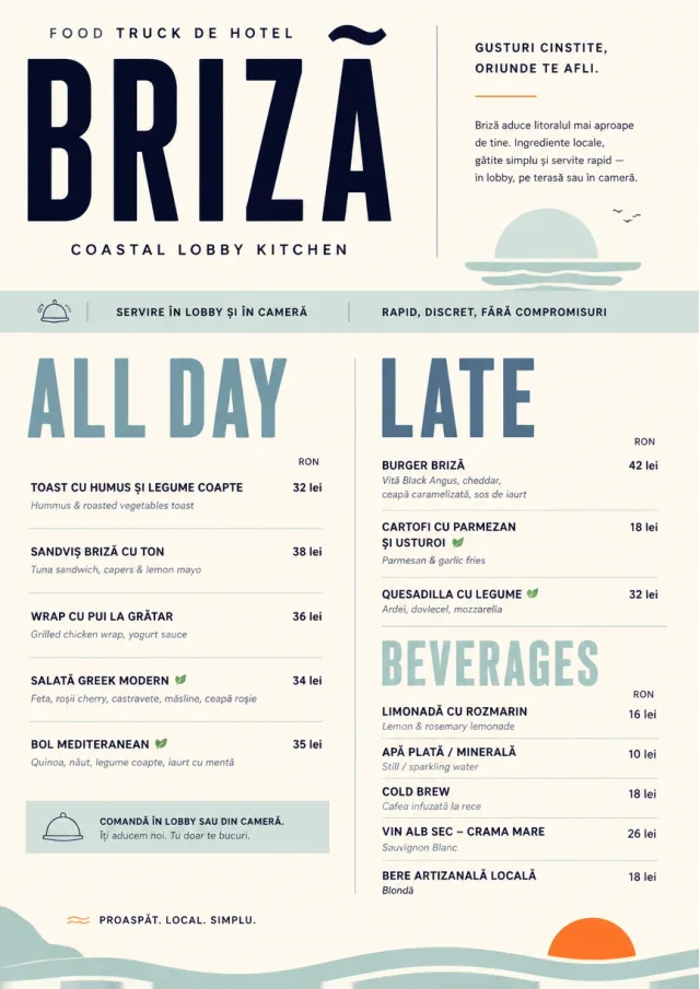 Lobby Service Card food-truck-menu menu template preview