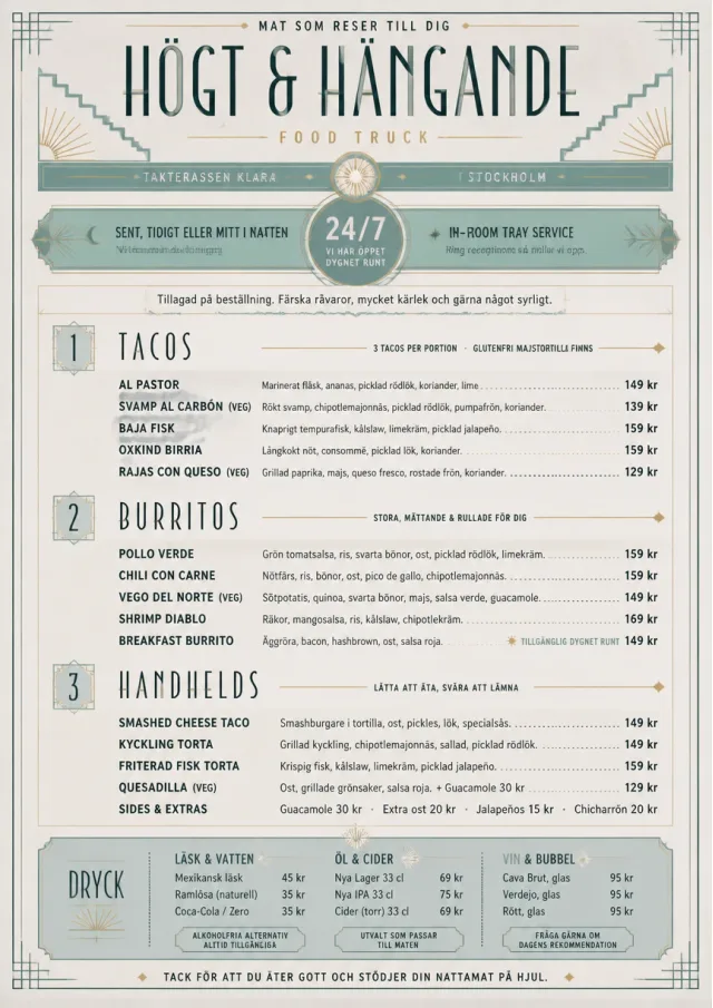 In-Room Tray Service food-truck-menu menu template preview