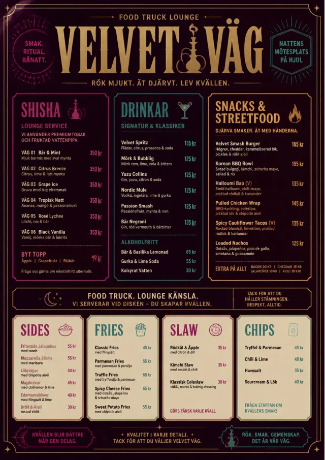 Lounge Velvet food-truck-menu menu template preview