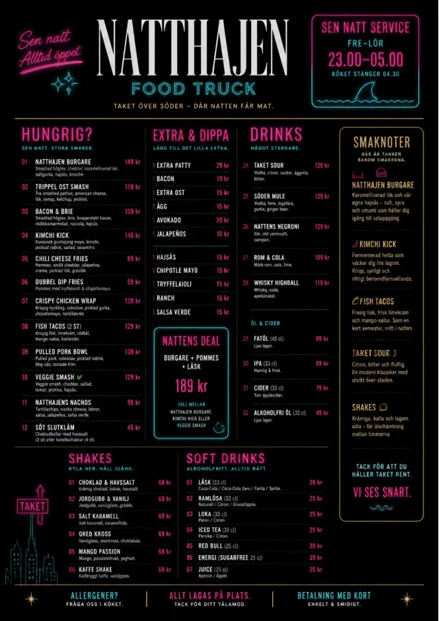 Late Night Service food-truck-menu menu template preview