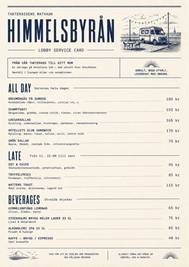 Lobby Service Card food-truck-menu menu template preview