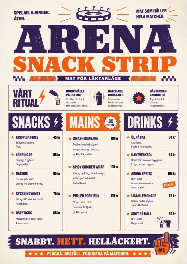 Arena Snack Strip food-truck-menu menu template preview