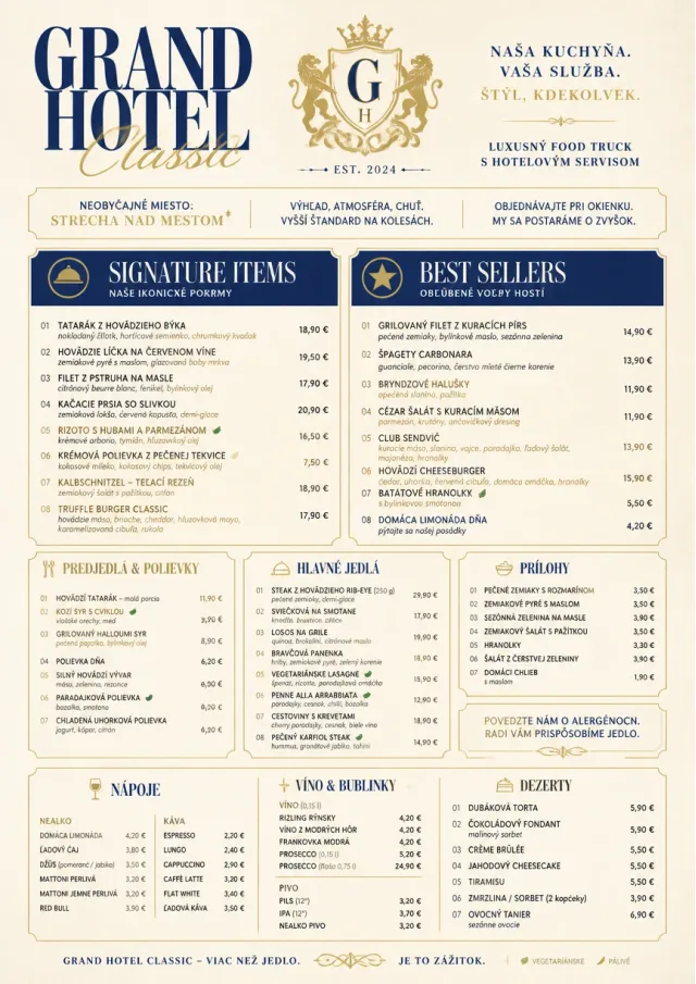 Grand Hotel Classic food-truck-menu menu template preview
