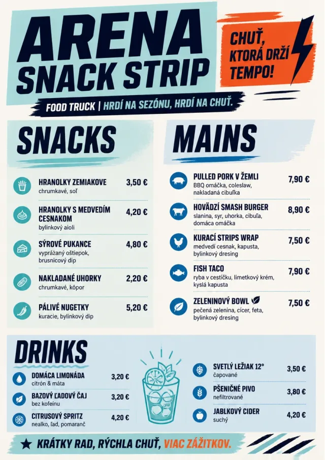 Arena Snack Strip food-truck-menu menu template preview