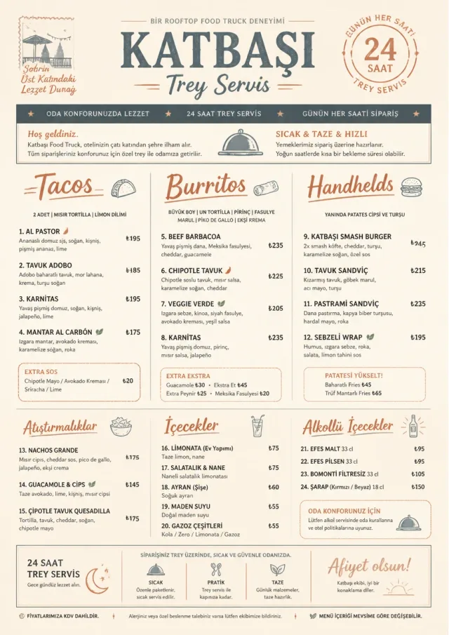 In-Room Tray Service food-truck-menu menu template preview