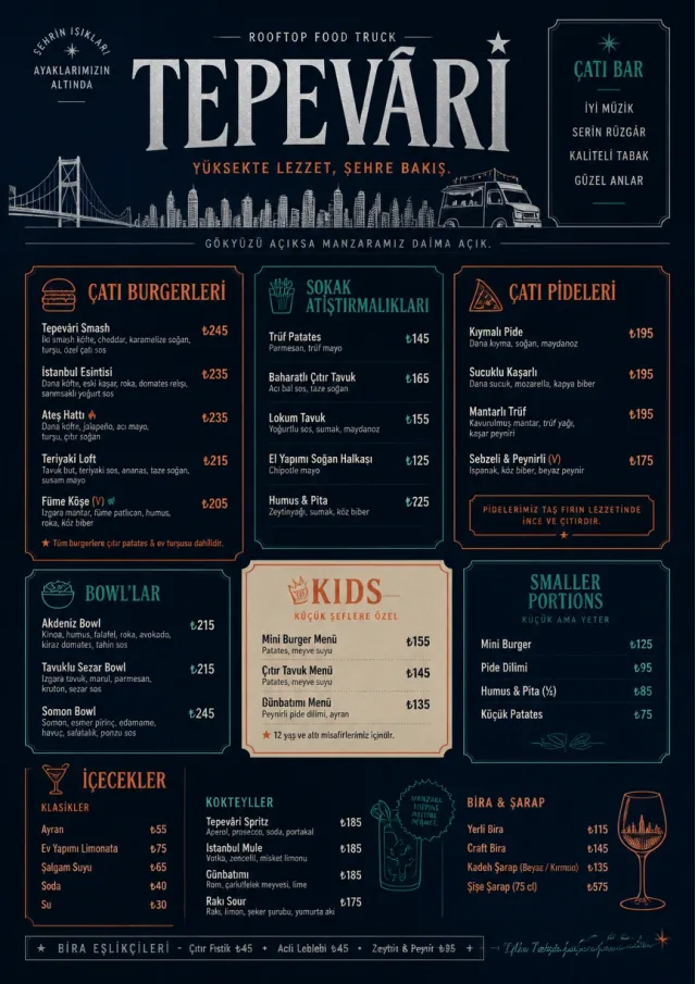 Rooftop Skyline food-truck-menu menu template preview