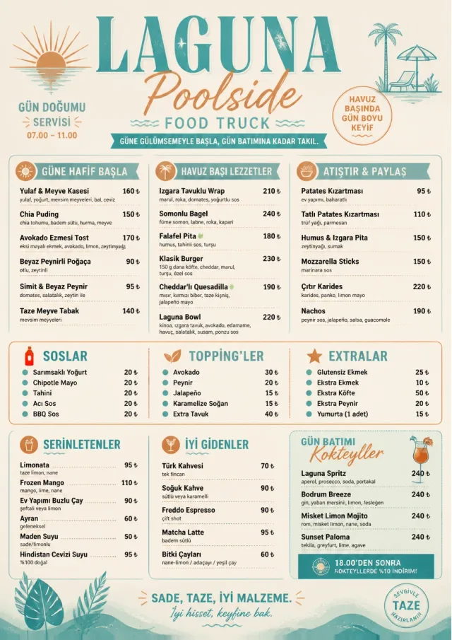 Resort Poolside food-truck-menu menu template preview