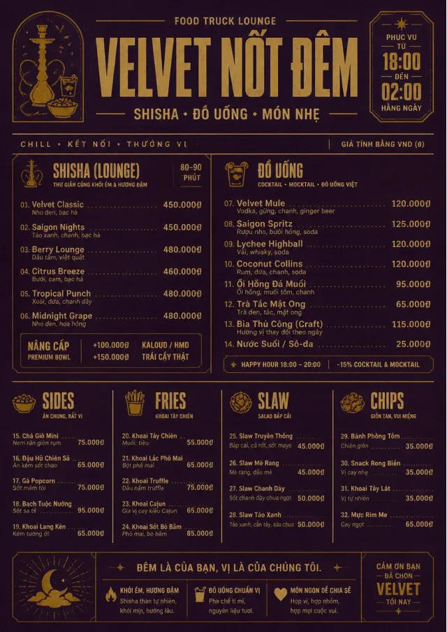 Lounge Velvet food-truck-menu menu template preview