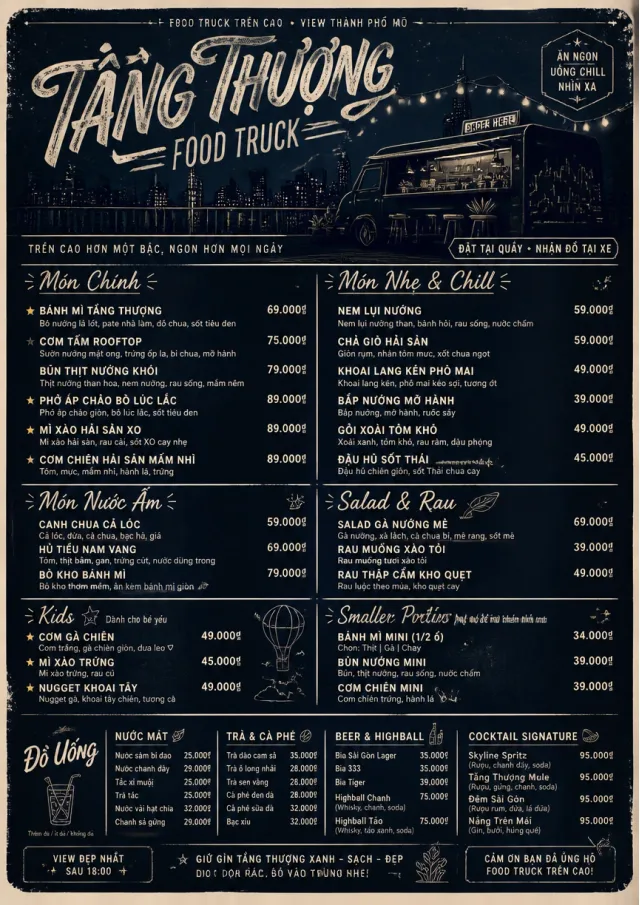 Rooftop Skyline food-truck-menu menu template preview