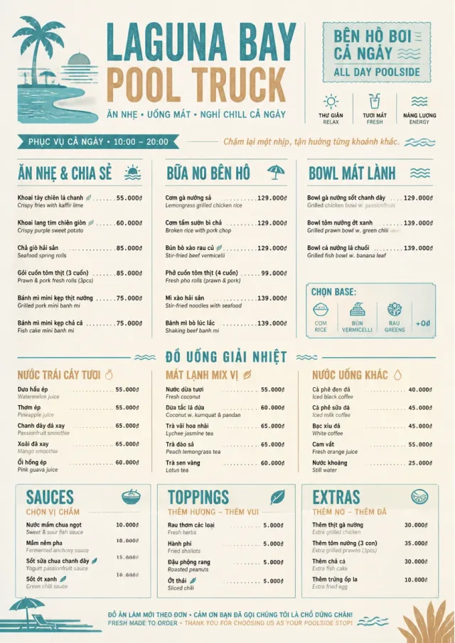 Resort Poolside food-truck-menu menu template preview