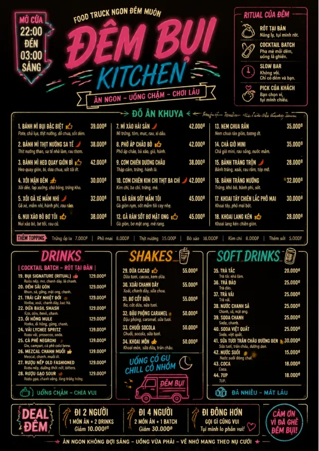 Late Night Service food-truck-menu menu template preview