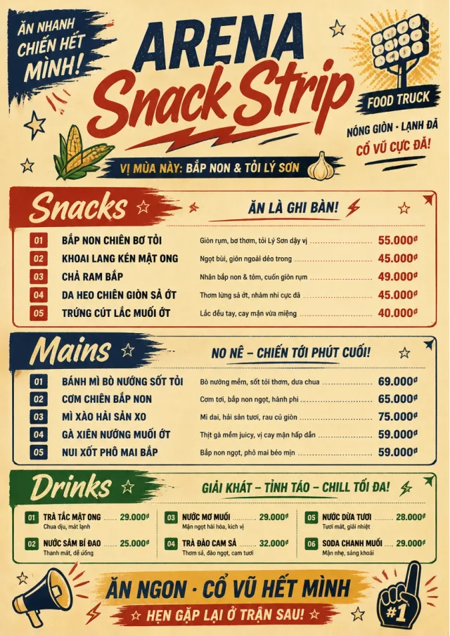 Arena Snack Strip food-truck-menu menu template preview