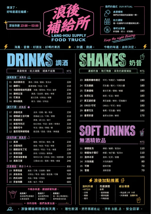 Late Night Service food-truck-menu menu template preview