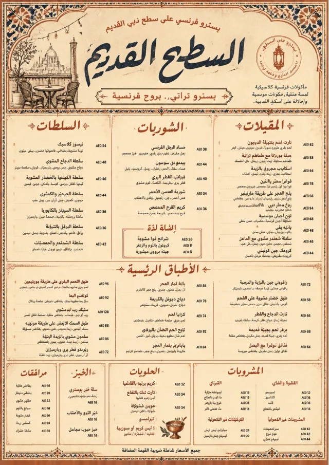 Heritage Tradition french-menu menu template preview