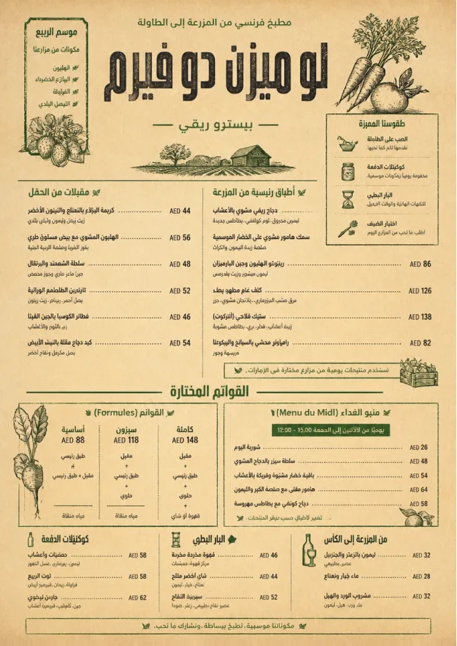 Farm Table Rustic french-menu menu template preview