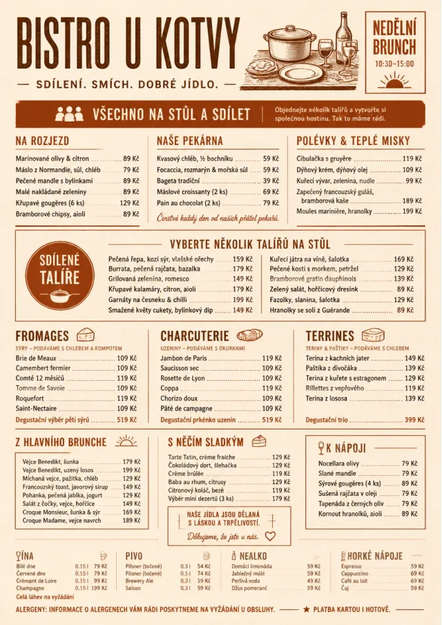 Family Style Feast french-menu menu template preview