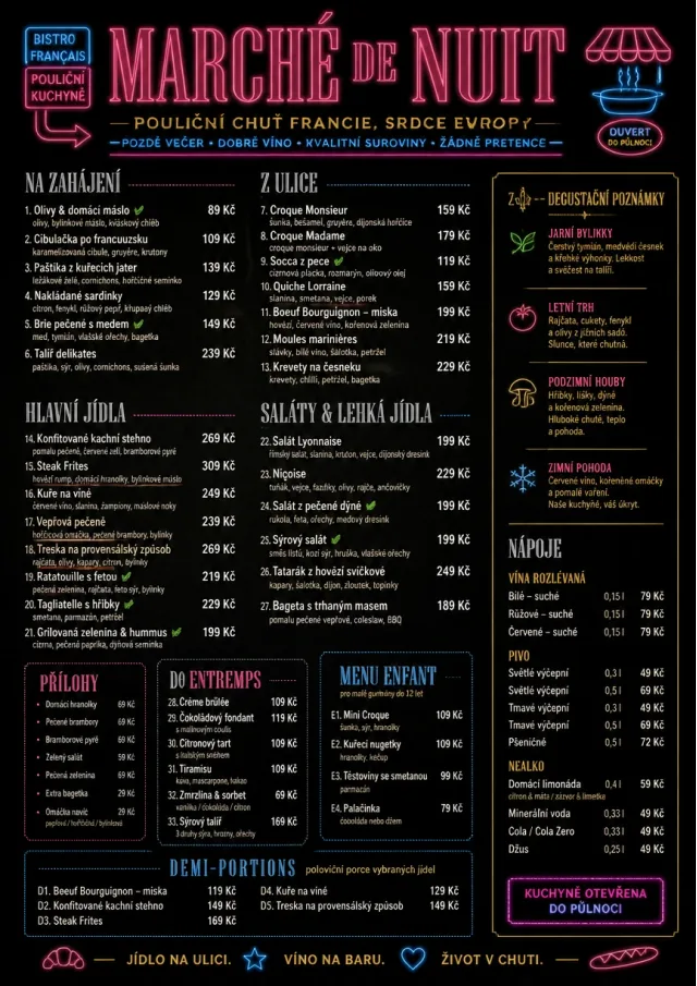 Night Market Neon french-menu menu template preview