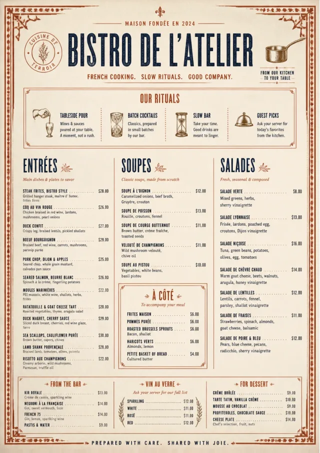 Heritage Tradition french-menu menu template preview