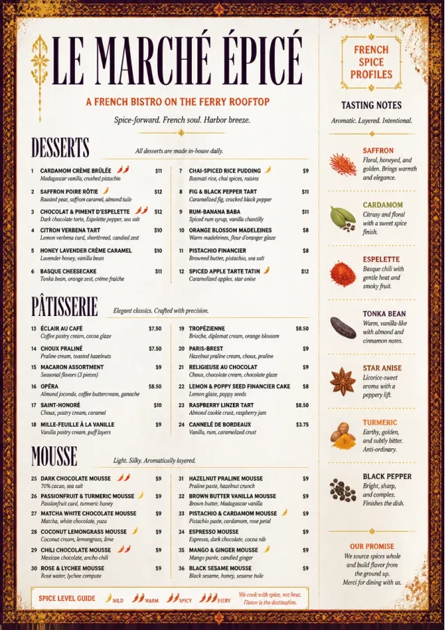 Spice Market Bold french-menu menu template preview