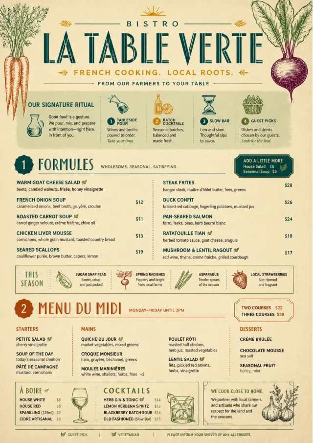 Farm Table Rustic french-menu menu template preview