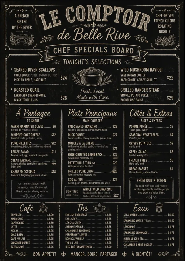Chef Specials Board french-menu menu template preview