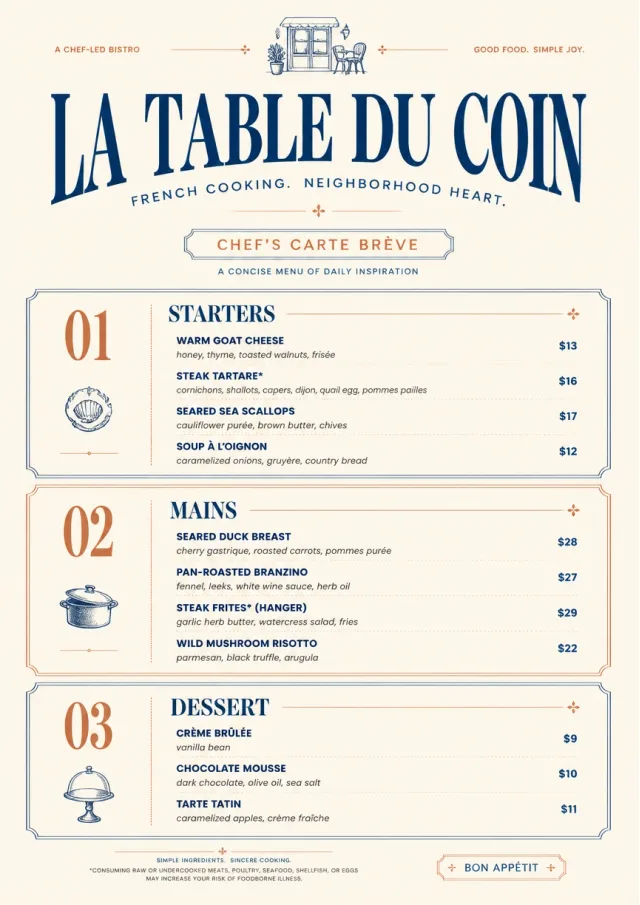 Chef Carte Brève french-menu menu template preview
