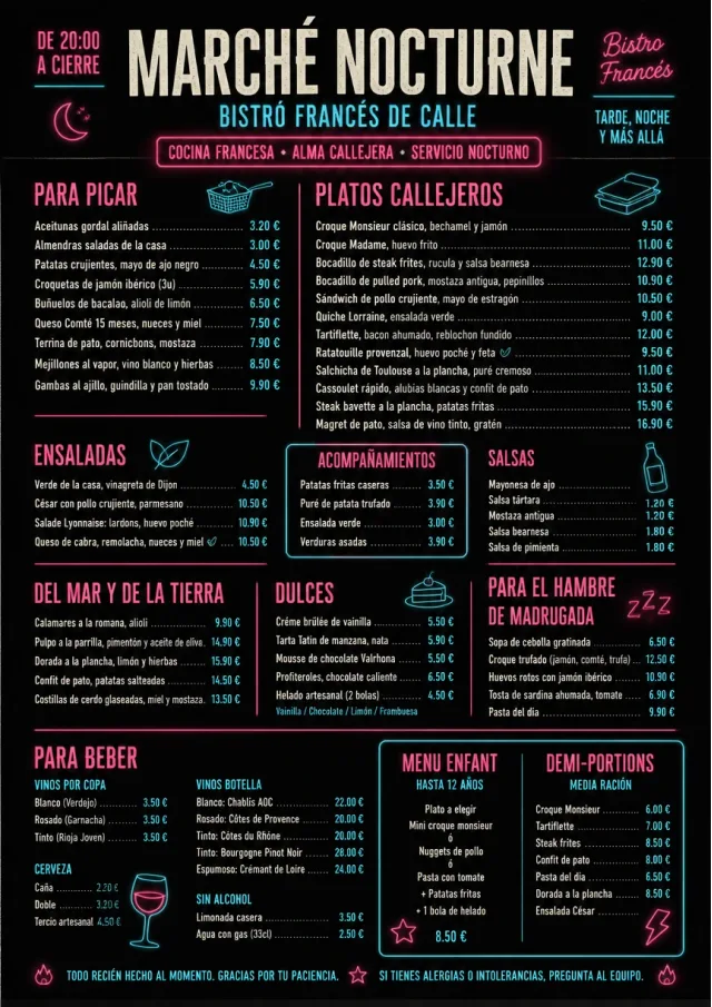 Night Market Neon french-menu menu template preview