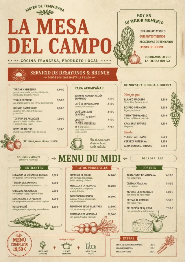 Farm Table Rustic french-menu menu template preview