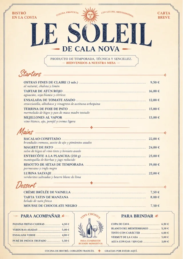 Chef Carte Brève french-menu menu template preview