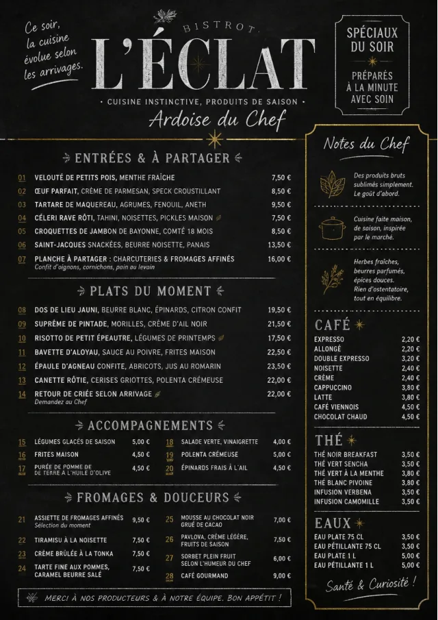 Chef Specials Board french-menu menu template preview