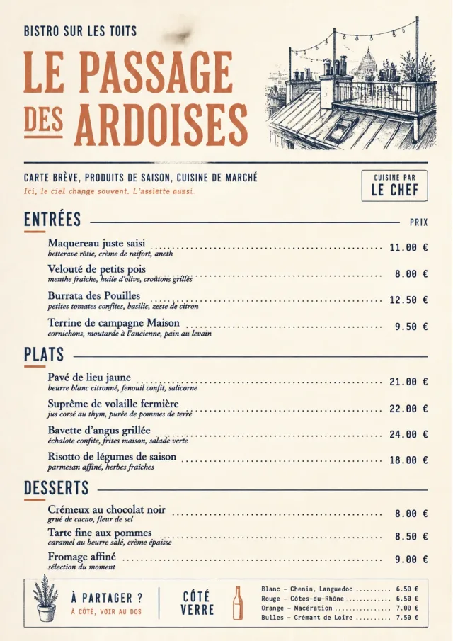 Chef Carte Brève french-menu menu template preview