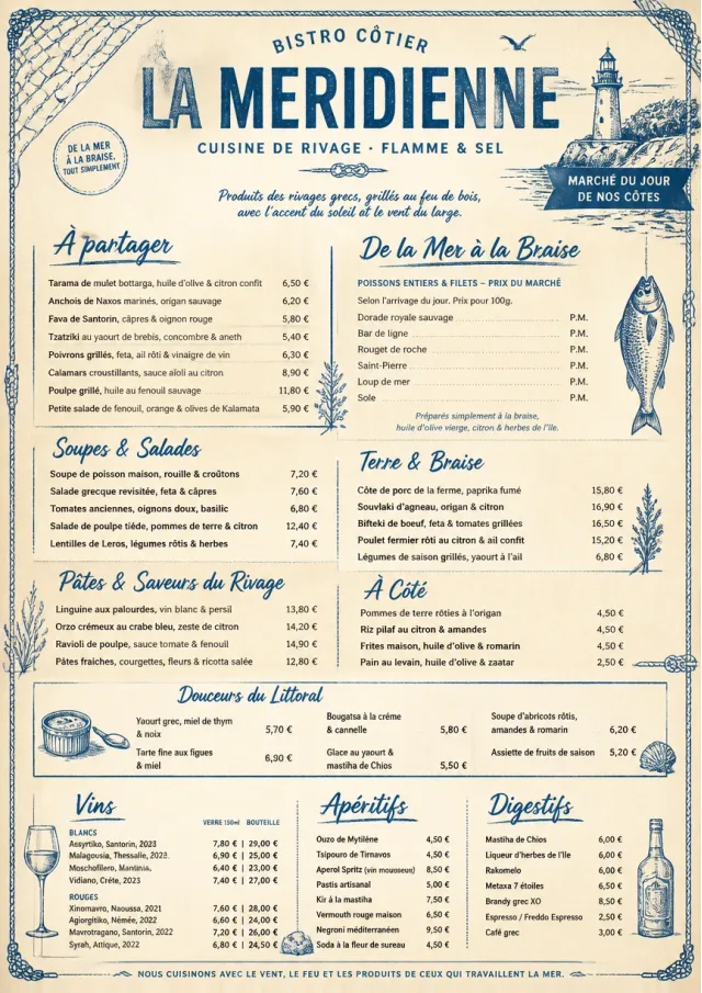 Coastal Regional french-menu menu template preview