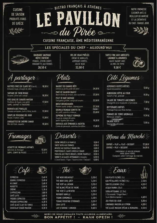 Chef Specials Board french-menu menu template preview