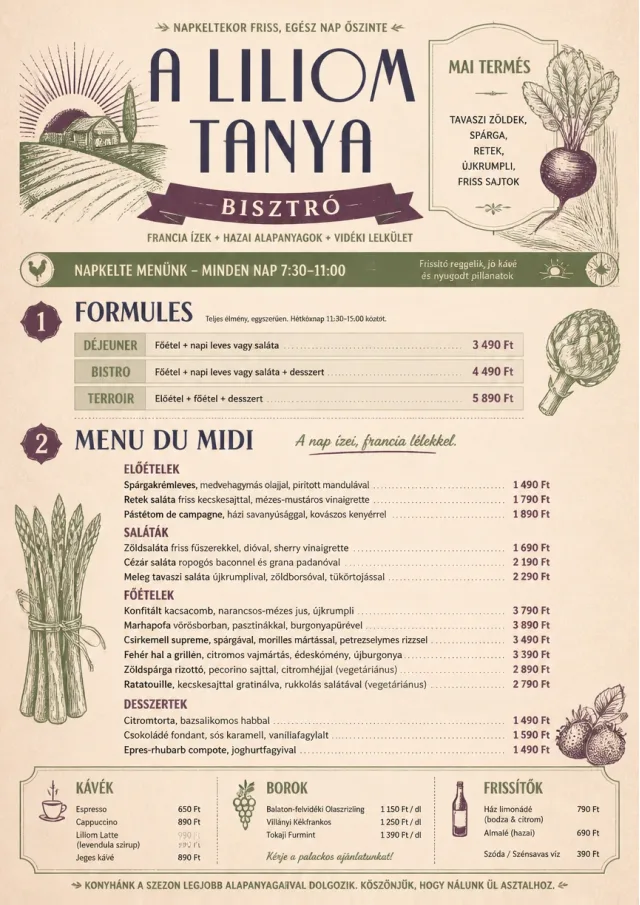 Farm Table Rustic french-menu menu template preview